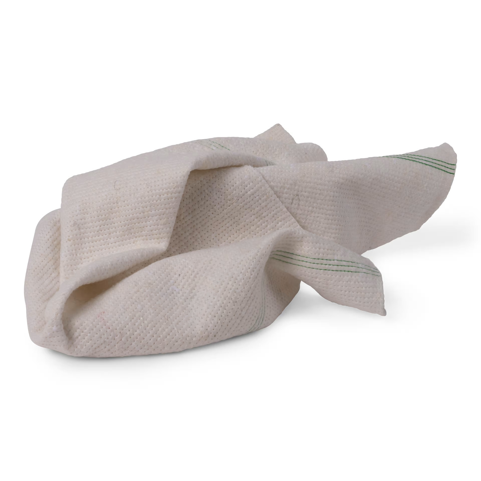 Valge köögirätik rohelise triibuga köögilaual