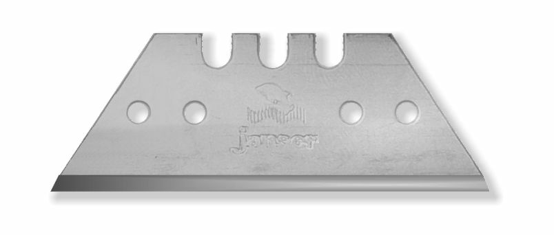 Hõbedane terava servaga metallist tera lähivaade.