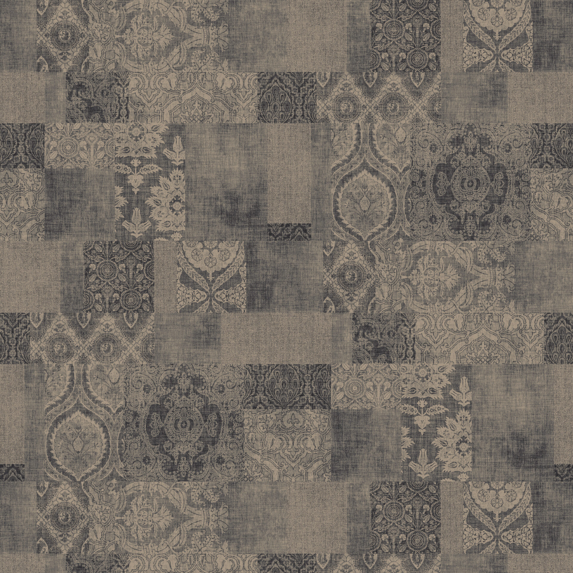 Hall ruutmustriga seinakate kaunis ornamentidega.