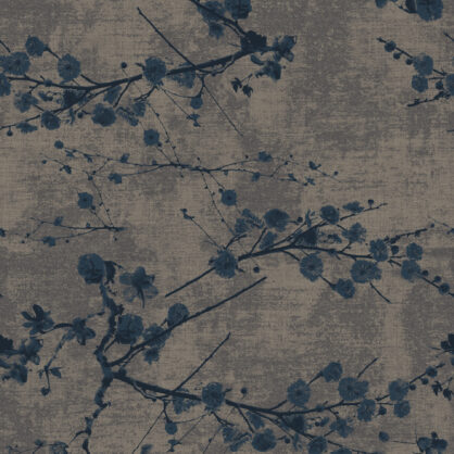 Tumedate õite mustriga kangas hallil taustal