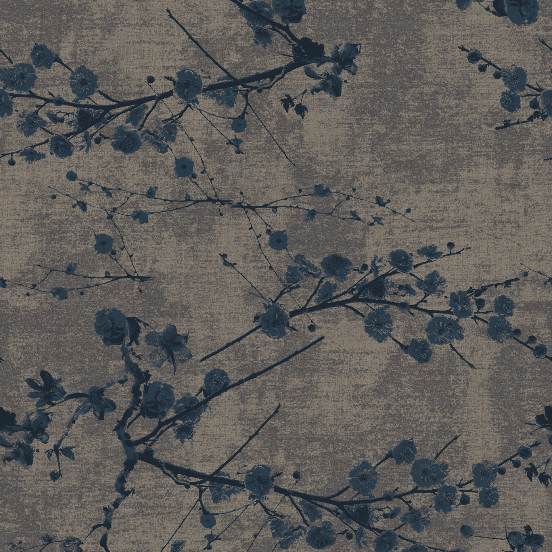 Tumedate õite mustriga kangas hallil taustal