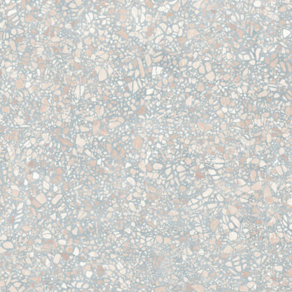 Terrazzo põrandakatte muster helehallides toonides.