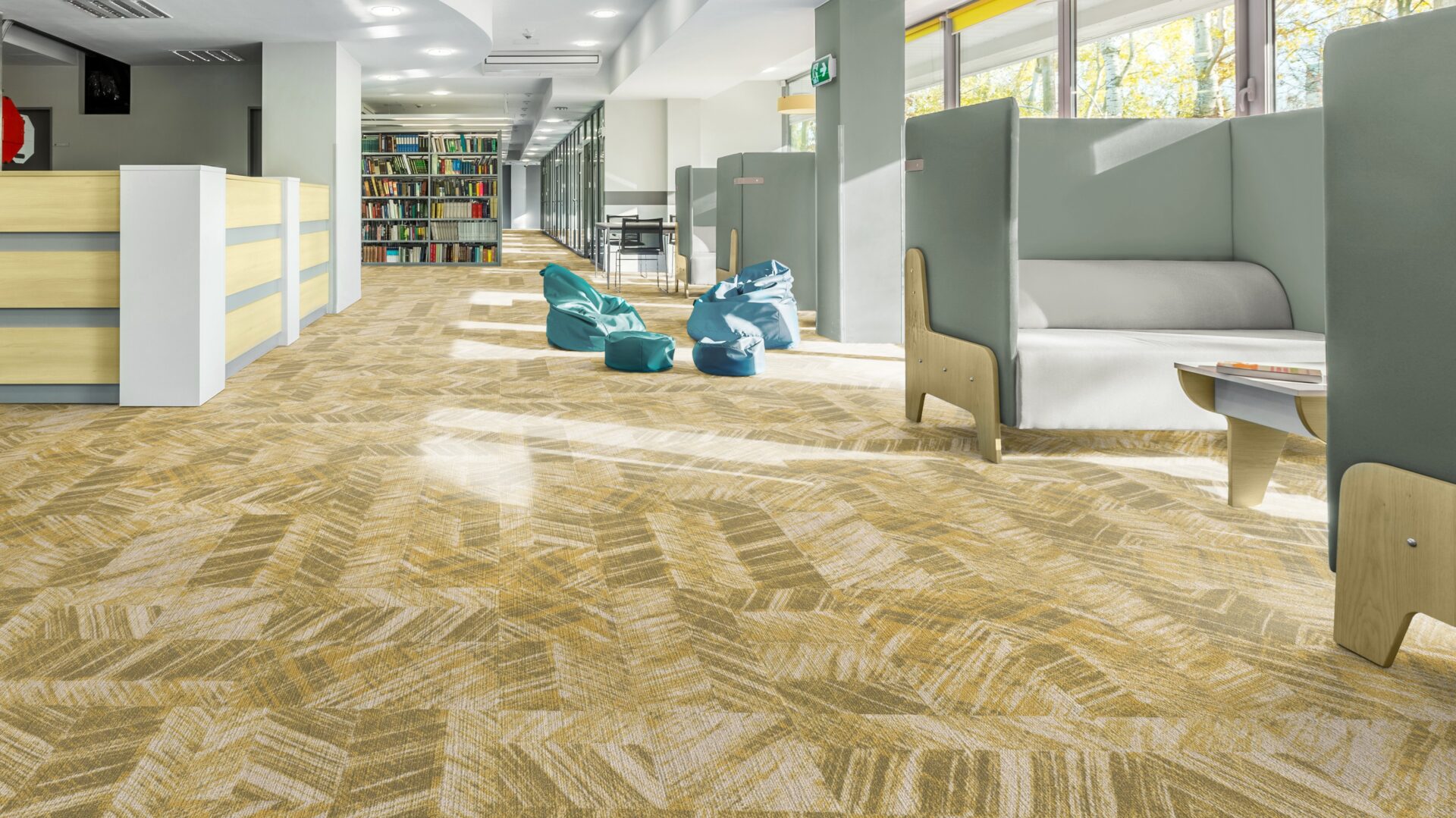 Raamatukogu kaasaegne avar lugemisala ja istmed