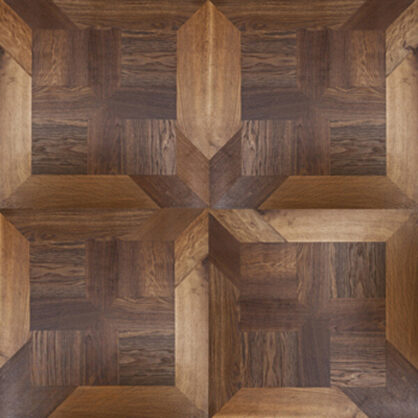 Puidust parketi geomeetriline muster pruunides toonides