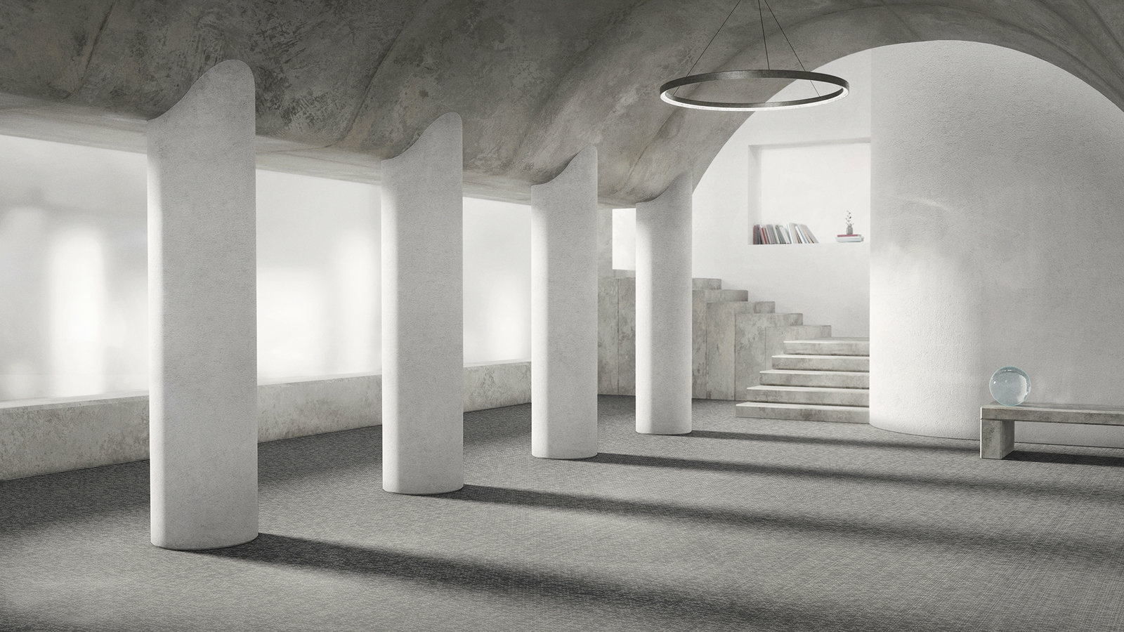 Kaasaegne arhitektuur valge minimalistlik sisekujundus