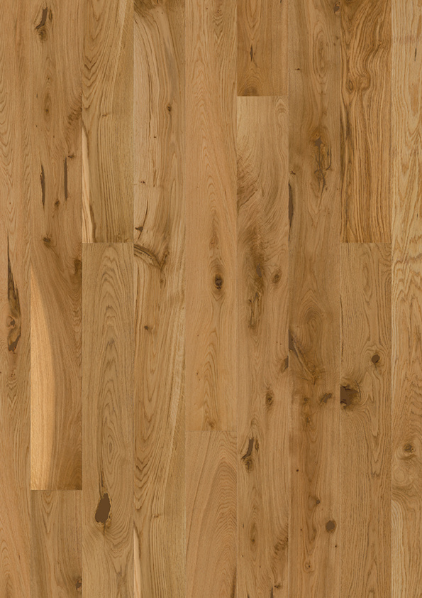 Puidust parkettpõrand hele tamme imitatsioon.